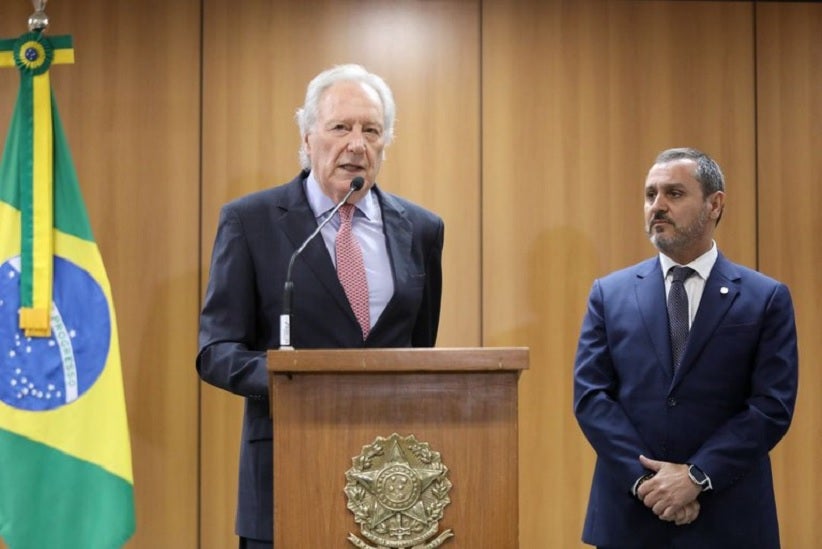 Ministro Ricardo Lewandowski e diretor-Geral da Polícia Federal, Andrei Rodrigues, durante coletiva de imprensa neste domingo (24), no Ministério da Justiça e Segurança Pública - Foto: Tom Costa / MJSP