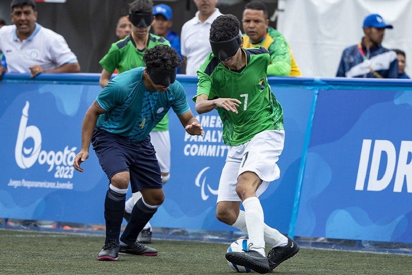 Futebol de Cegos - Brasil X Argentina - Jogos Parapanamericanos de Jovens Bogotá 2023, no Estadio Compensar, em Bogotá, na Colômbia. Foto: Alessandra Cabral/CPB