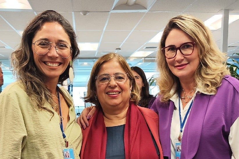 Lígia Soares, a ministra da Mulher, Cida Gonçalves, e Silvana Vitorassi. Foto: Divulgação/Itaipu Binacional