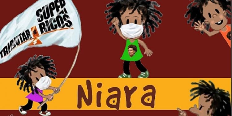 As tirinhas da Niara, a mascote da campanha Tributar os Super-Ricos, completaram um ano de publicação semanal e ganharam uma versão impressa - Reprodução