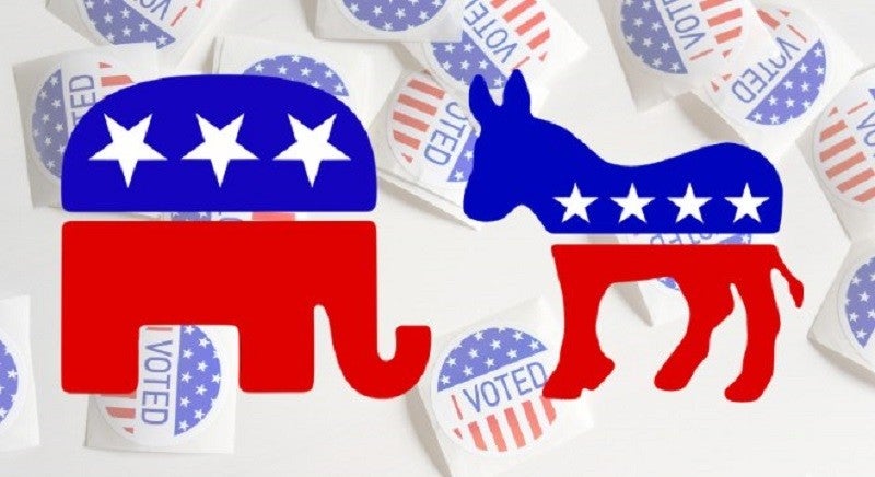O elefante do partido Republicano e o burro do partido Democrata