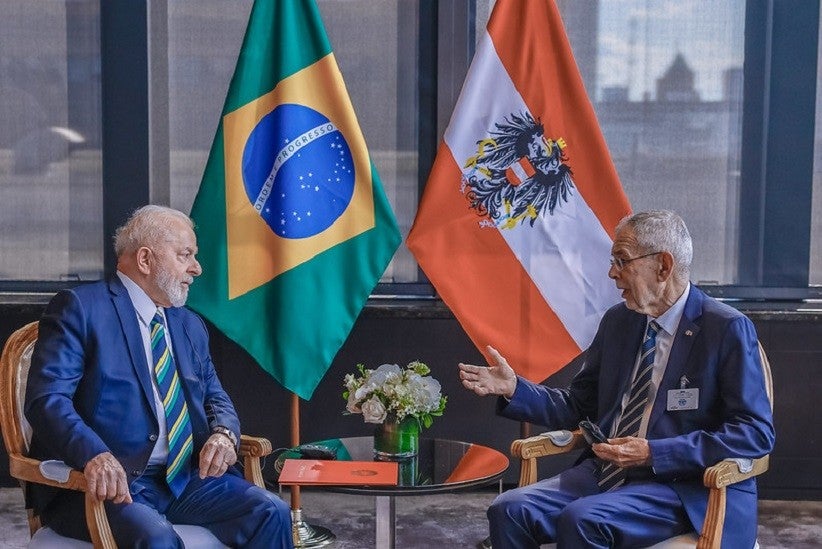 Lula e o presidente da Áustria, Alexander Van der Bellen, durante reunião bilateral em Nova York. Foto: Ricardo Stuckert / PR