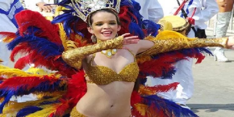 Azul, vermelho e amarelo são as cores oficiais do Carnaval de Barranquilla.