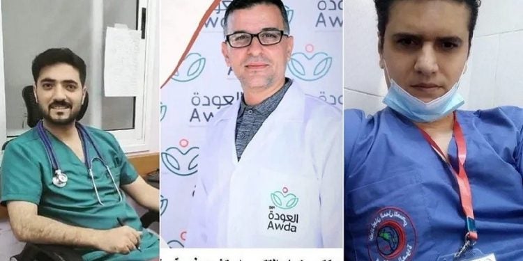 Médicos mortos no ataque ao hospital, em Gaza — Foto: Reprodução