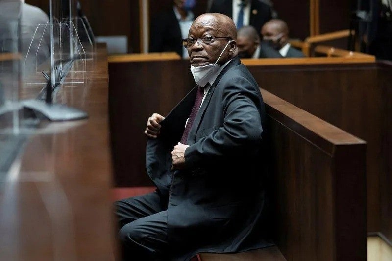 Ex-presidente da África do Sul Jacob Zuma no tribunal durante julgamento em Pietermaritzburg