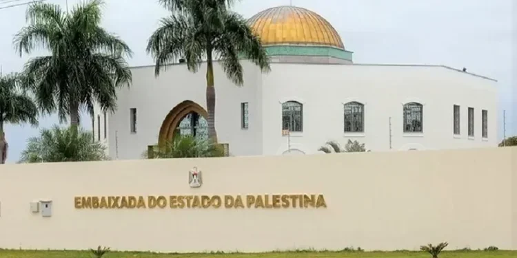 Fachada da Embaixada da Palestina em Brasília. Foto: Reprodução/Facebook