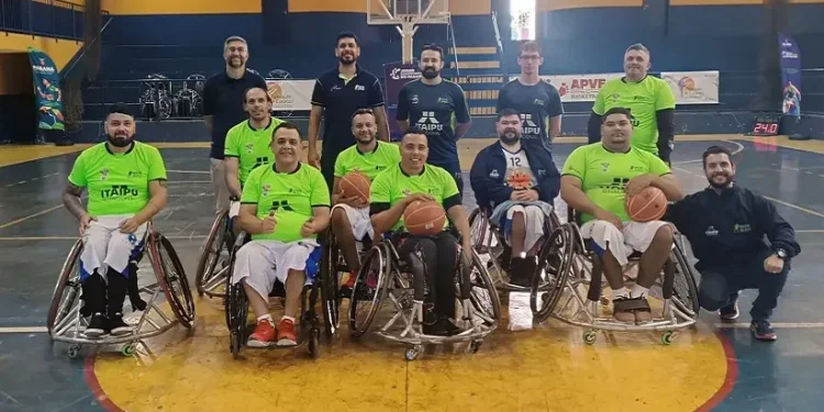 Atletas do basquete em cadeira de rodas. Foto: Divulgação/Itaipu Binacional