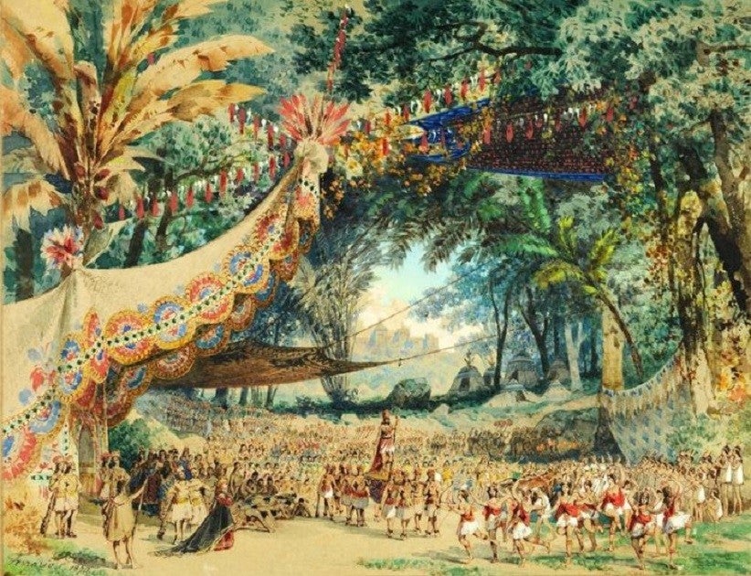 Aquarela para cenário da ópera O Guarani, de Antonio Carlos Gomes. Imagem: Teatro alla Scala/Carlo Ferrario
