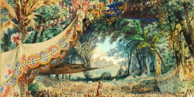 Aquarela para cenário da ópera O Guarani, de Antonio Carlos Gomes. Imagem: Teatro alla Scala/Carlo Ferrario
