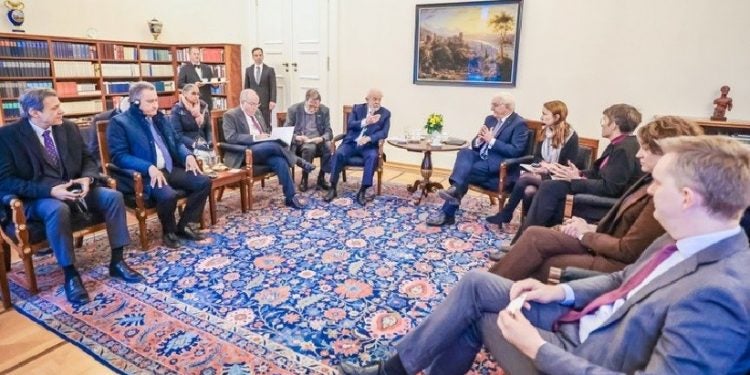 Reunião ampliada entre presidente Lula e Frank-Walter Steinmeier (Alemanha) e autoridades dos dois governos: retomada de parcerias Foto: Ricardo Stuckert