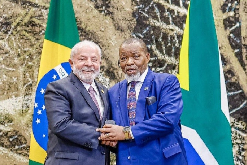 Lula e Gwede Mantashe, diretor do ANC e atual ministro de Recursos Minerais do governo sul-africano. Foto: Ricardo Stuckert / PR