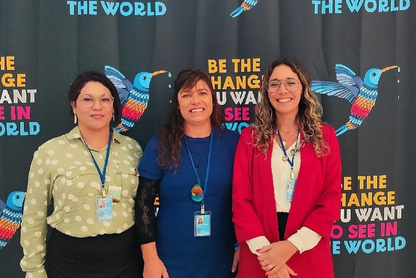 Da esquerda para a direita, Jussara Elias de Souza, Simone Benassi e Lígia Leite Soares. Foto: Daniel Alejandro Bado.