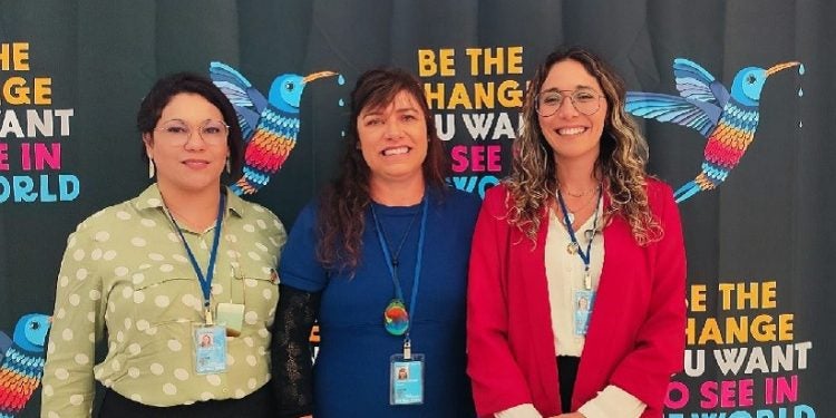 Da esquerda para a direita, Jussara Elias de Souza, Simone Benassi e Lígia Leite Soares. Foto: Daniel Alejandro Bado.