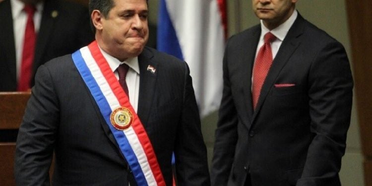 El expresidente de Paraguay Horacio Cartes durante el traspaso de poderes a su sucesor en Asunción el 15 de agosto de 2018.