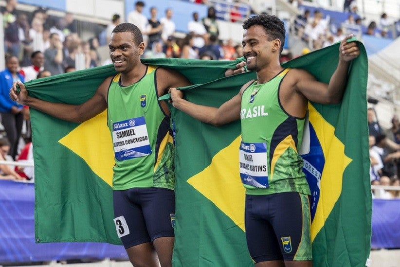 SAMUEL OLIVEIRA CONCEIÇAO E DANIEL TAVARES MARTINS - 400M T20 - Campeonato Mundial de Atletismo de Paris, no Estádio Sebastian Charlety. Foto: Alessandra Cabral/CPB.