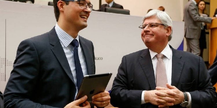 O então PGR Rodrigo Janot e o procurador Deltan Dallagnol participam de seminário promovido pelo CNMP, em Brasília - Pedro Ladeira/Folhapress