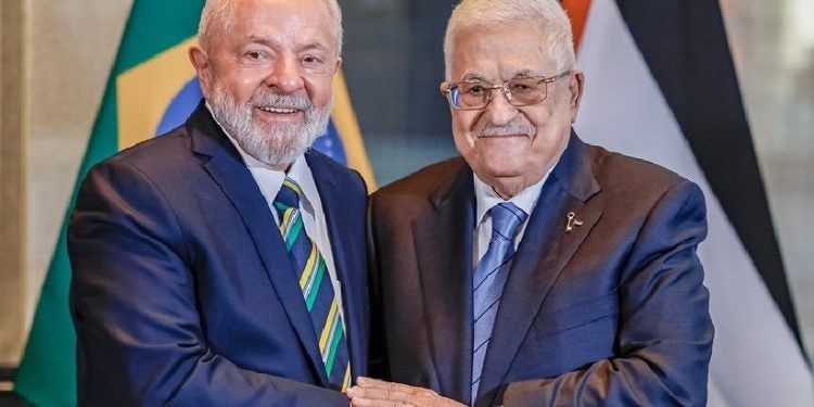 No encontro com Mahmoud Abbas, Lula defendeu a solução de dois Estados, Palestina e Israel, no Oriente Médio. Foto: Ricardo Stuckert / PR