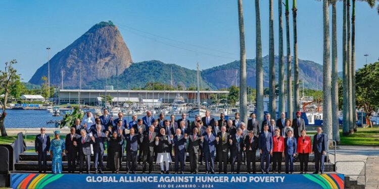 Foto de família dos líderes do G20 no Rio de Janeiro. Consensos contemplam as prioridades brasileiras na presidência do grupo. Foto: Ricardo Stuckert / PR