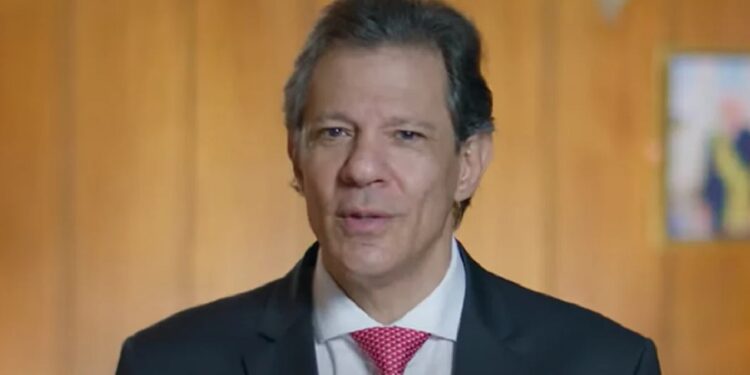 O ministro da Fazenda, Fernando Haddad, durante pronunciamento nesta quarta-feira 27. Foto: CanalGOV/Reprodução