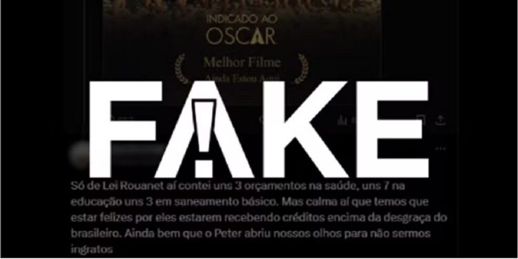 É #FAKE que 'Ainda Estou Aqui' recebeu recursos da Lei Rouanet — Foto: Reprodução