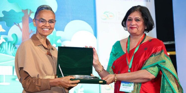Marina recebe Prêmio de Liderança para o Desenvolvimento Sustentável em Nova Delhi, na Índia - Foto: TERI