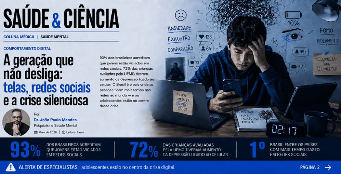 A geração que não desliga: telas, redes sociais e a crise silenciosa