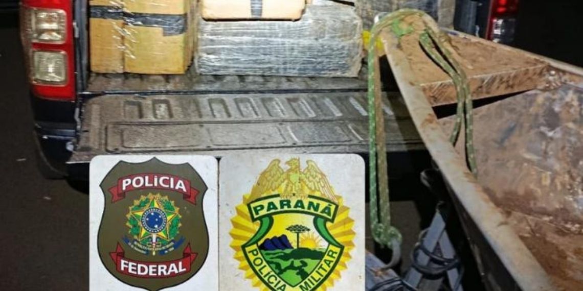 PF e PM apreendem 655 kg de maconha no Rio Paraná
